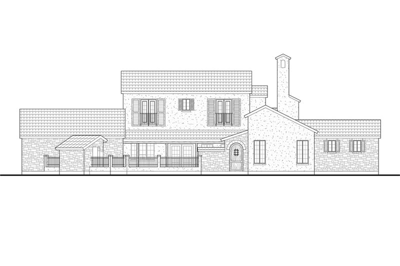 Home Plan - Exterior - Front Elevation 3 for Mediterranean House Plan #80-154 - 3 bed, 2.5 bath