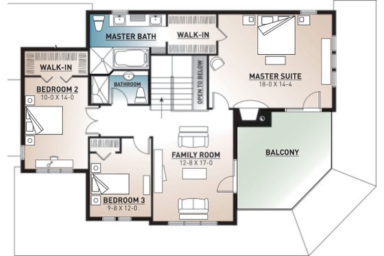 Floor Plan - Lower Floor for Traditional House Plan #23-2510 - 3 bed, 2.5 bath