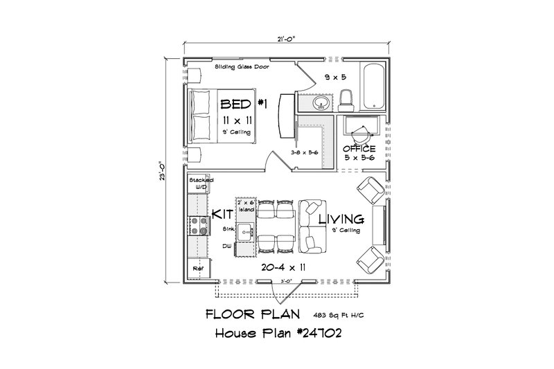 Home Plan - Floor Plan - Main Floor for Modern House Plan #513-2494 - 1 bed, 1 bath