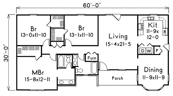 Ranch Floor Plan - Main Floor Plan #57-235