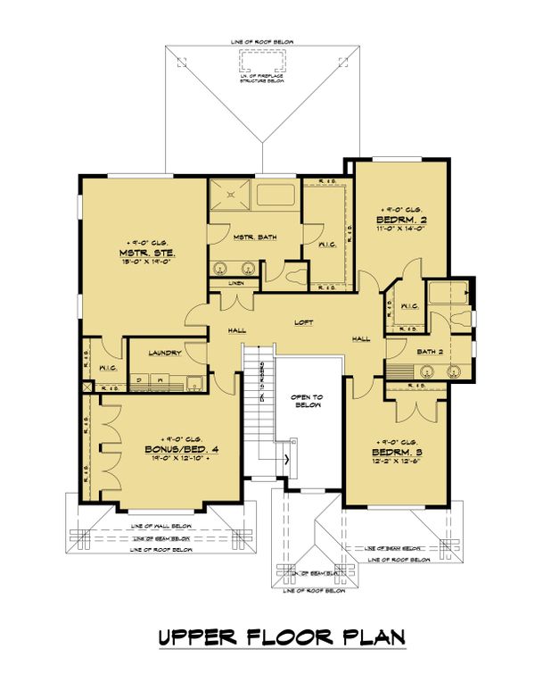 Contemporary Floor Plan - Upper Floor Plan #1066-130