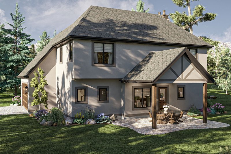 House Design - Exterior - Rear Elevation for Tudor House Plan #455-368 - 3 bed, 2.5 bath