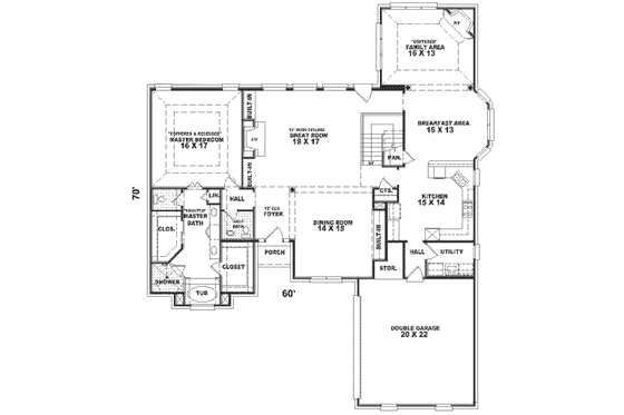 Floor Plan - Main Floor for Traditional House Plan #81-342 - 4 bed, 3.5 bath