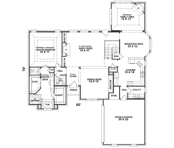 Floor Plan - Main Floor for Traditional House Plan #81-342 - 4 bed, 3.5 bath