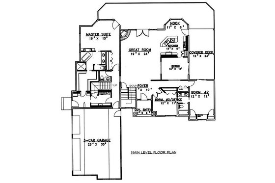 Floor Plan - Main Floor for Traditional House Plan #117-545 - 3 bed, 2.5 bath