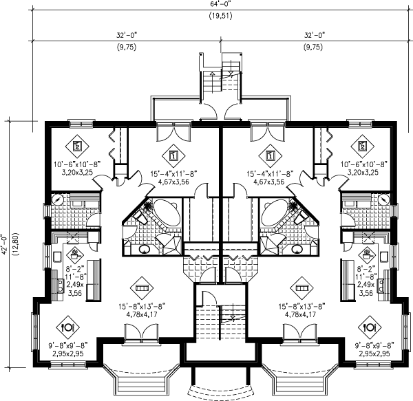 European Floor Plan - Lower Floor Plan #25-307
