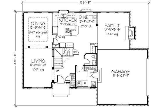 Floor Plan - Main Floor for Colonial House Plan #320-447 - 3 bed, 2.5 bath
