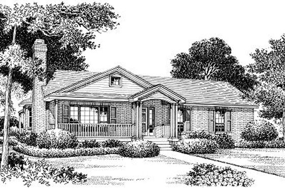 Exterior - Front Elevation for Ranch House Plan #417-122 - 3 bed, 2 bath