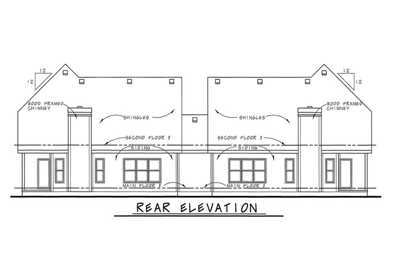 House Blueprint - Exterior - Rear Elevation for Traditional House Plan #20-2138 - 3 bed, 3 bath