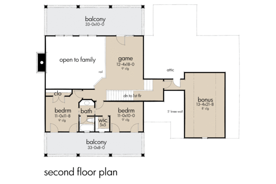 Southern Floor Plan - Upper Floor Plan #120-260