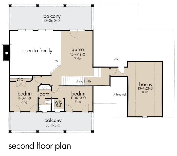 House Blueprint - Southern Floor Plan - Upper Floor Plan #120-260