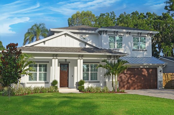 House Design - Exterior - Front Elevation for Contemporary House Plan #938-92 - 4 bed, 4 bath
