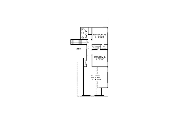 Floor Plan - Upper Floor for European House Plan #424-379 - 4 bed, 3 bath
