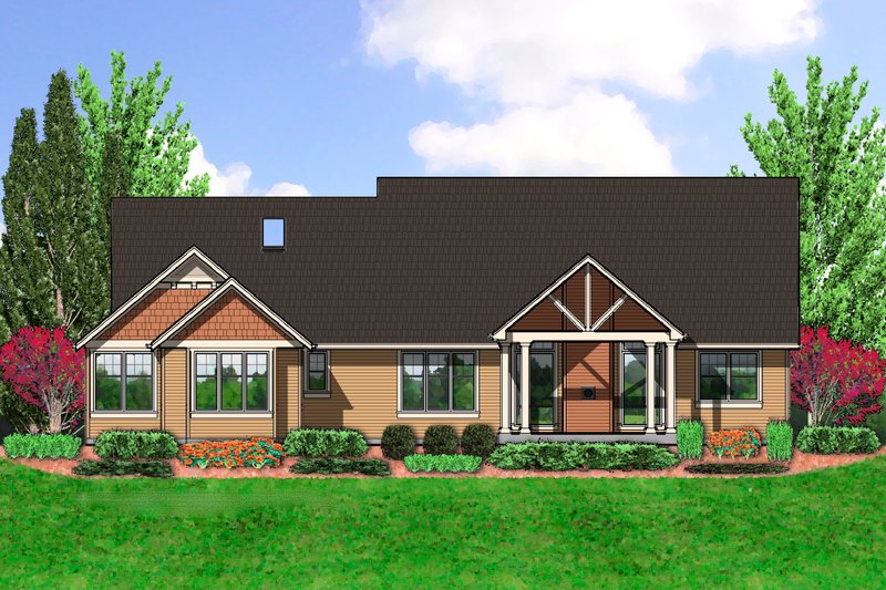 House Plan Design - Exterior - Rear Elevation for Craftsman House Plan #48-555 - 3 bed, 2.5 bath