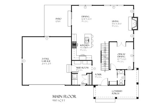 Floor Plan - Main Floor for Country House Plan #901-83 - 3 bed, 2.5 bath