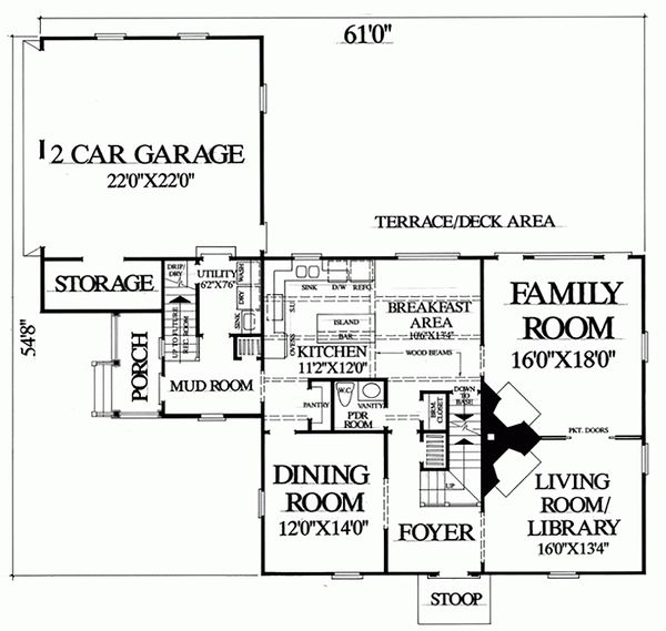 Home Plan - Colonial Floor Plan - Main Floor Plan #137-207