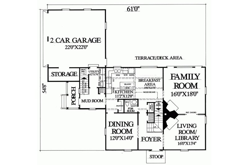 Dream House Plan - Floor Plan - Main Floor for Colonial House Plan #137-207 - 3 bed, 2 bath