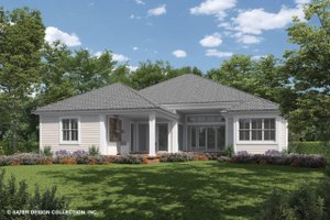 Exterior - Rear Elevation for Ranch House Plan #930-470 - 3 bed, 3.5 bath