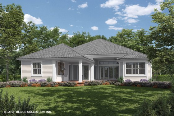 Exterior - Rear Elevation for Ranch House Plan #930-470 - 3 bed, 3.5 bath