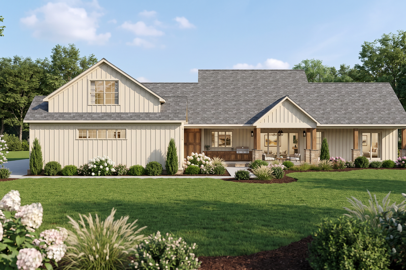 House Blueprint - Exterior - Rear Elevation for Farmhouse House Plan #923-510 - 3 bed, 3.5 bath
