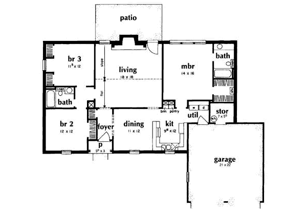 Ranch Floor Plan - Main Floor Plan #36-122