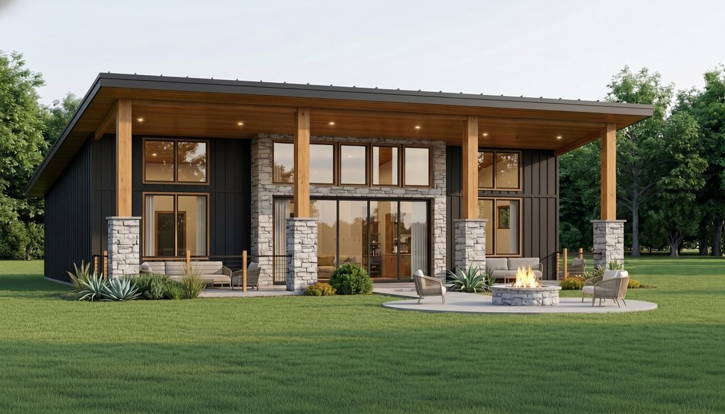 Exterior - Rear Elevation 2 for Modern House Plan #1064-460 - 2 bed, 2.5 bath