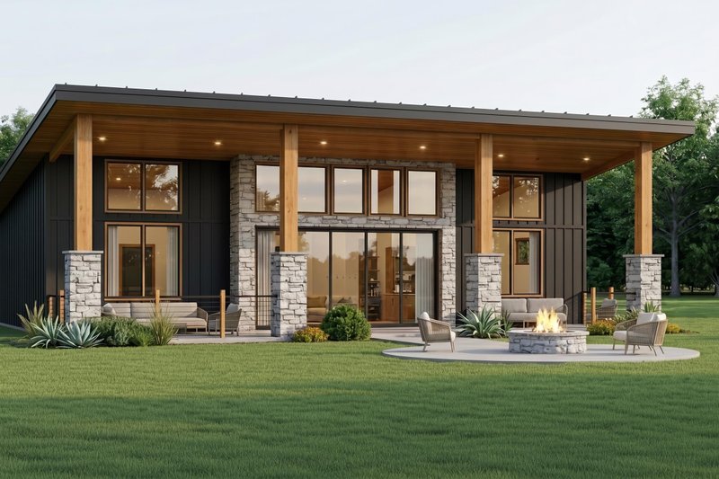 Architectural House Design - Exterior - Rear Elevation 2 for Modern House Plan #1064-460 - 2 bed, 2.5 bath