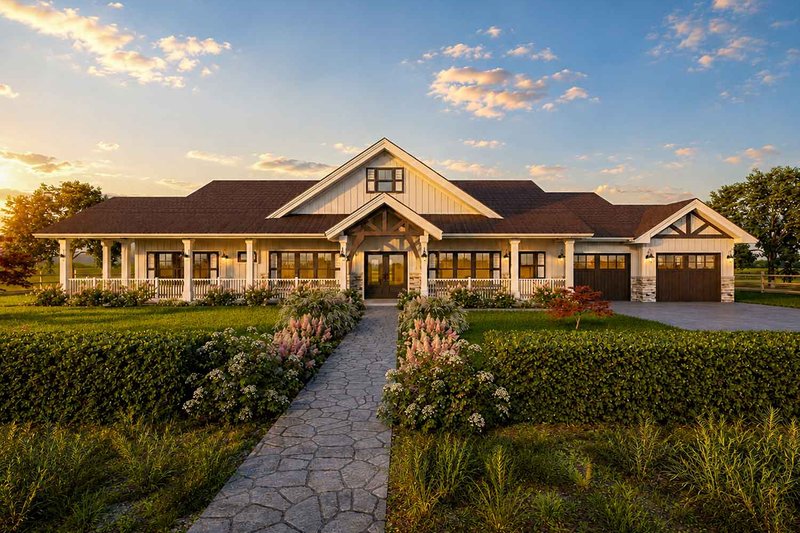 Architectural House Design - Exterior - Front Elevation 2 for Farmhouse House Plan #1101-67 - 4 bed, 4.5 bath