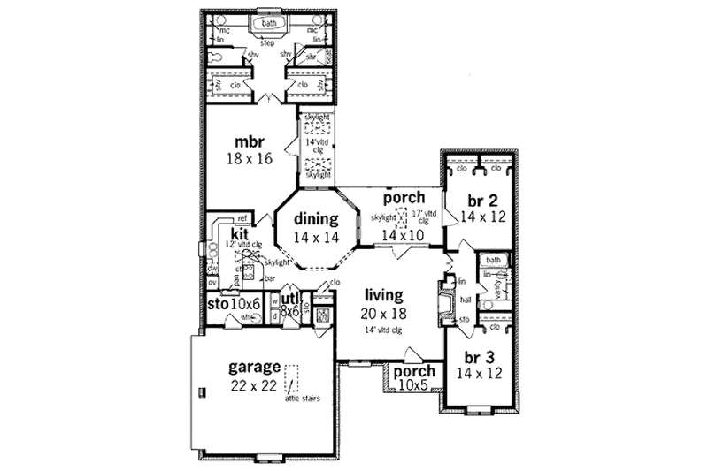 Home Plan - Floor Plan - Main Floor for European House Plan #45-340 - 3 bed, 2 bath