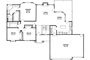 Floor Plan - Main Floor for Craftsman House Plan #58-180 - 3 bed, 2 bath