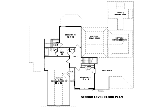 Floor Plan - Upper Floor for Colonial House Plan #81-1605 - 4 bed, 3.5 bath