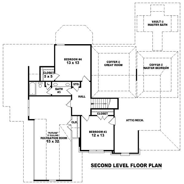 Colonial Floor Plan - Upper Floor Plan #81-1605