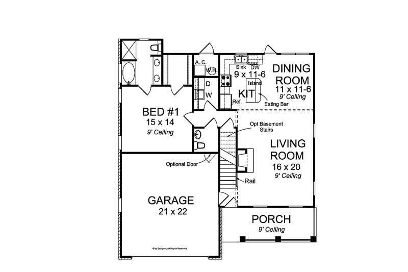 Architectural House Design - Floor Plan - Main Floor for Country House Plan #513-2139 - 3 bed, 2.5 bath