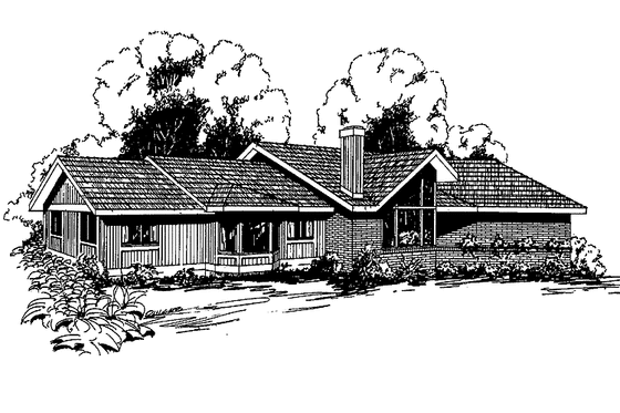 Exterior - Front Elevation 3 for Contemporary House Plan #60-692 - 3 bed, 2 bath
