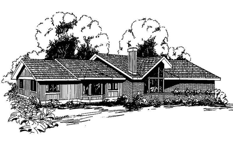 House Blueprint - Exterior - Front Elevation 3 for Contemporary House Plan #60-692 - 3 bed, 2 bath