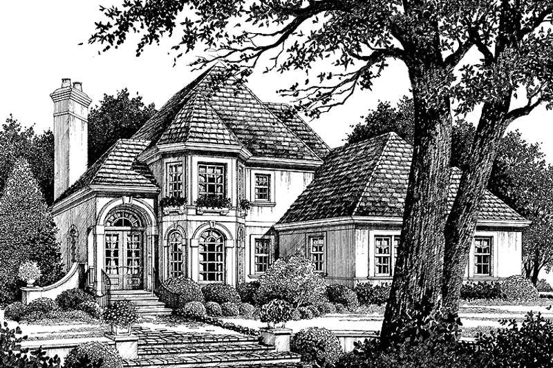 Home Plan - Exterior - Front Elevation 3 for European House Plan #429-73 - 4 bed, 3.5 bath