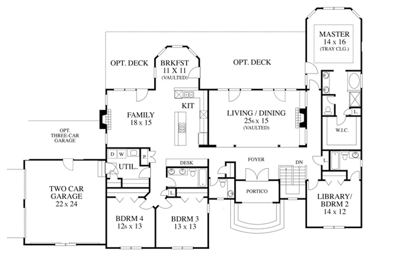 Architectural House Design - Floor Plan - Main Floor for Country House Plan #1053-57 - 4 bed, 3.5 bath