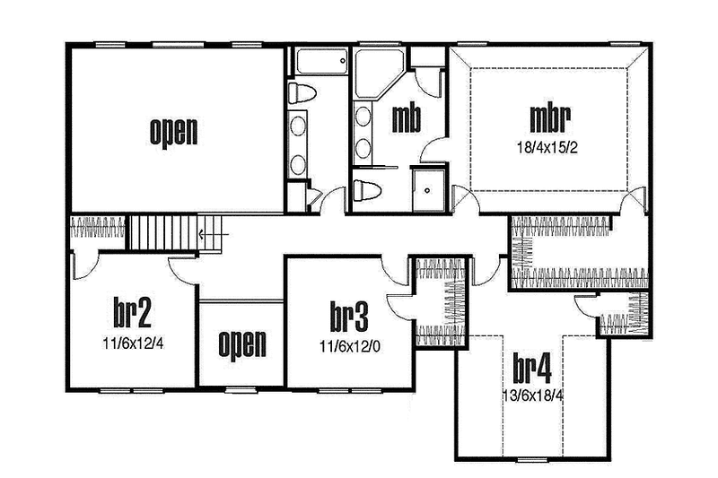 Home Plan - Floor Plan - Upper Floor for Traditional House Plan #435-23 - 4 bed, 2.5 bath