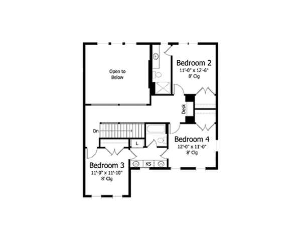 House Plan Design - Colonial Floor Plan - Upper Floor Plan #51-1020