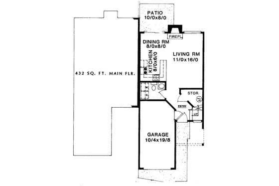 Floor Plan - Main Floor House Plan #303-453 - 3 bed, 1.5 bath