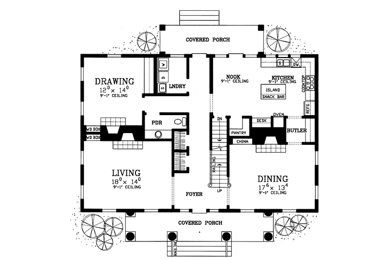 Home Plan - Floor Plan - Main Floor for Classical House Plan #72-988 - 4 bed, 3.5 bath