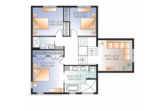 Floor Plan - Upper Floor for Contemporary House Plan #23-2545 - 3 bed, 2.5 bath