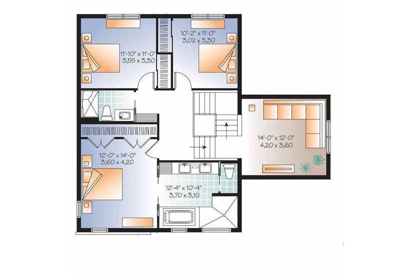 Home Plan - Floor Plan - Upper Floor for Contemporary House Plan #23-2545 - 3 bed, 2.5 bath
