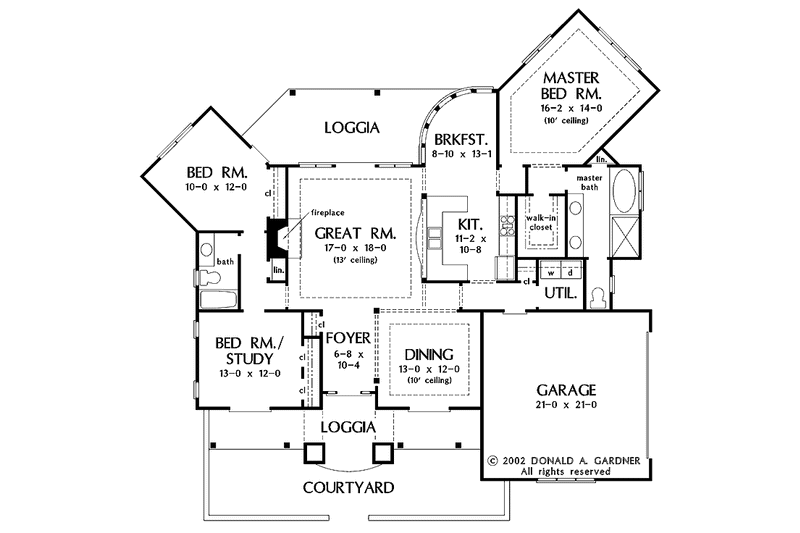 House Plan Design - Floor Plan - Main Floor for Adobe / Southwestern House Plan #929-684 - 3 bed, 2 bath