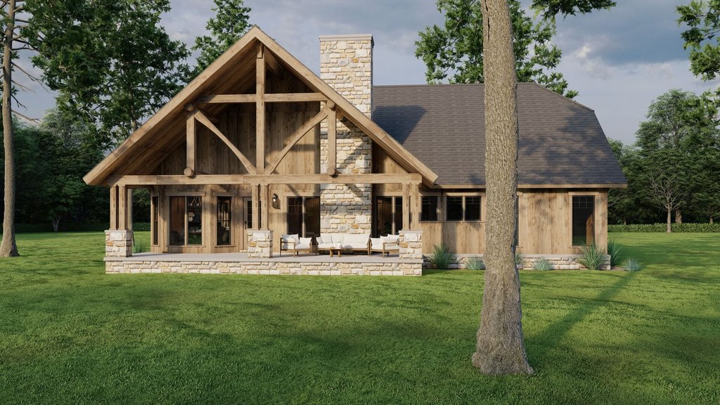 Exterior - Rear Elevation 1 for European House Plan #17-2256 - 4 bed, 2 bath