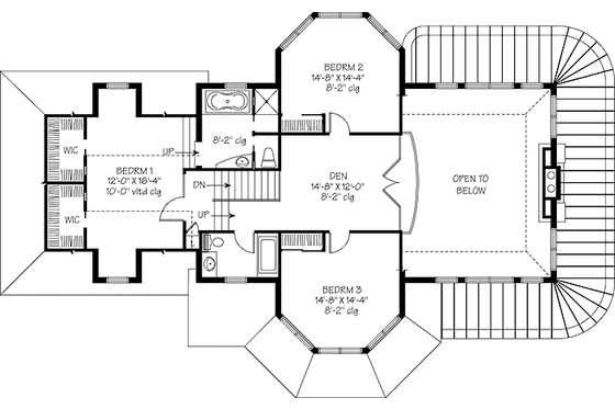 Floor Plan - Upper Floor for Country House Plan #23-2470 - 3 bed, 2.5 bath