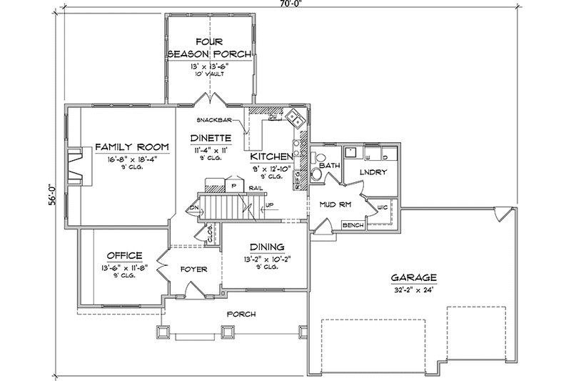 Home Plan - Floor Plan - Main Floor for Craftsman House Plan #981-6 - 4 bed, 2.5 bath