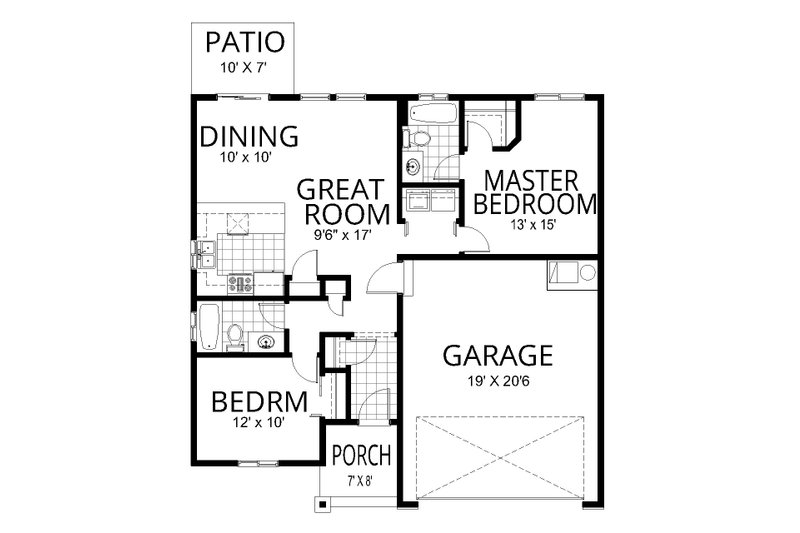 Dream House Plan - Floor Plan - Main Floor for Cottage House Plan #112-255 - 2 bed, 2 bath