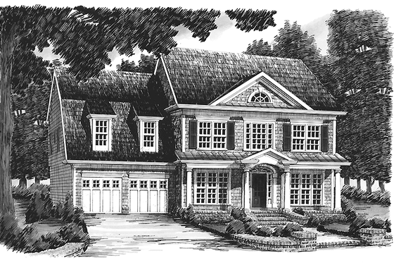 Exterior - Front Elevation 4 for Colonial House Plan #927-783 - 4 bed, 2.5 bath