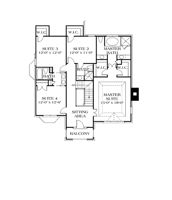 House Design - Traditional Floor Plan - Upper Floor Plan #453-106
